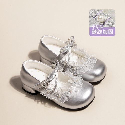 真皮女童公主鞋洛丽塔高跟鞋