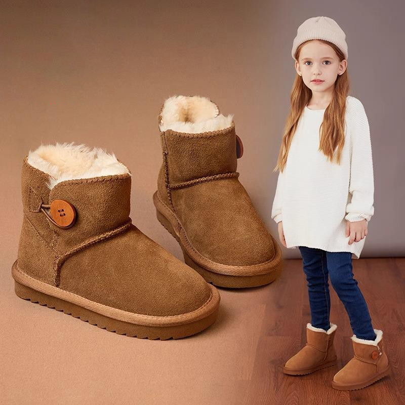 真皮女童雪地靴男童保暖