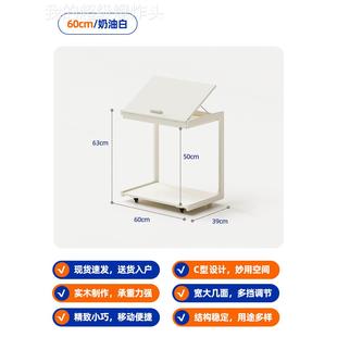 HH可移动茶几实厅万型向轮木小茶客桌迷你床边子桌可动移沙发边小