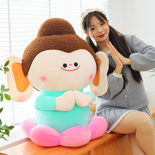 大号网红佛小伴公仔毛绒玩具云冈石窟玩偶女孩莲花佛合什大号娃娃