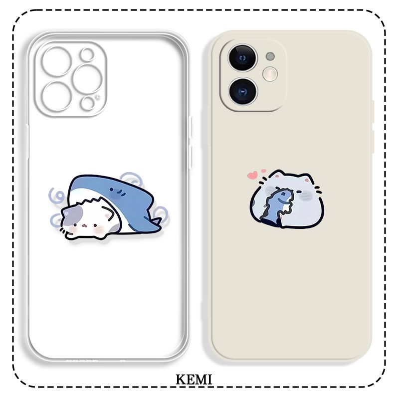 可爱吃鱼小猫手机壳情侣