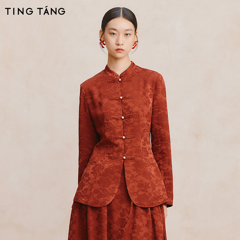 厅唐新中式订婚服礼服红色敬酒服