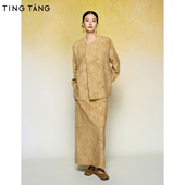 复古盘扣烧花工艺国风休闲两件套 裙女中式 厅唐TINGTANG新中式 套装