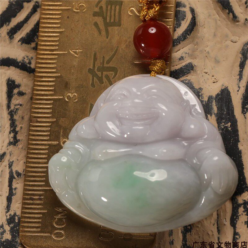 清代 1427天然A货缅甸老坑正阳绿翡翠大肚佛公吊坠挂件手工雕刻