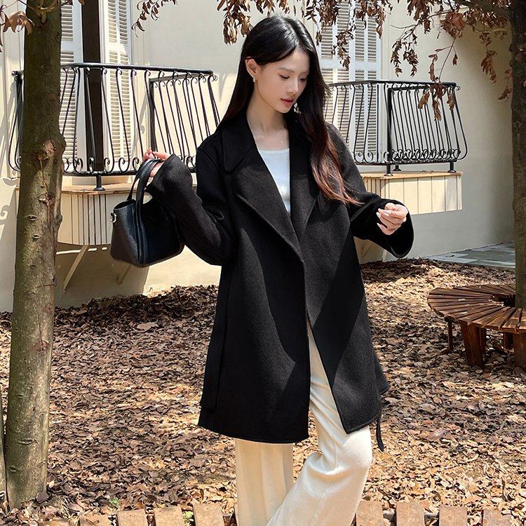 韩系网红款秋冬款双面呢绒大衣/毛呢外套简约又时尚呢子大衣/外套
