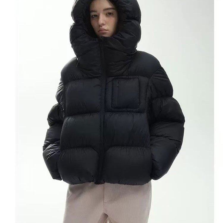 hello家新款小个子外套加厚花苞帽泡芙云朵羽绒服女短款连帽