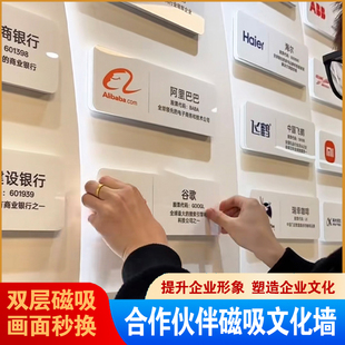 合作伙伴文化墙磁吸定制公司品牌照片墙团队风采企业logo展示墙板