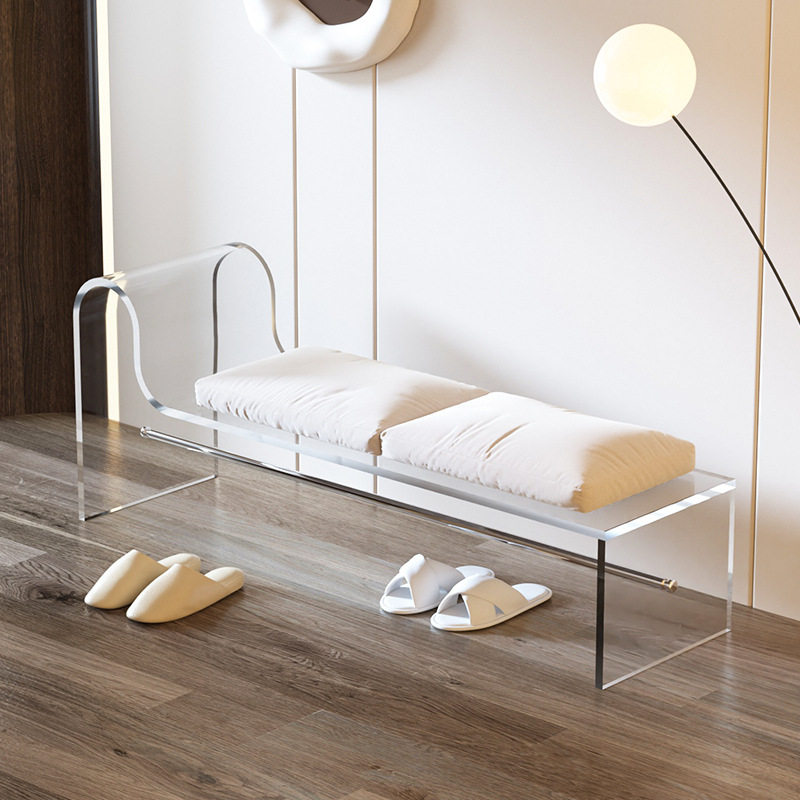 美式换鞋凳轻奢奶油极简家用门口穿鞋凳实木休闲椅子长条凳亚克力