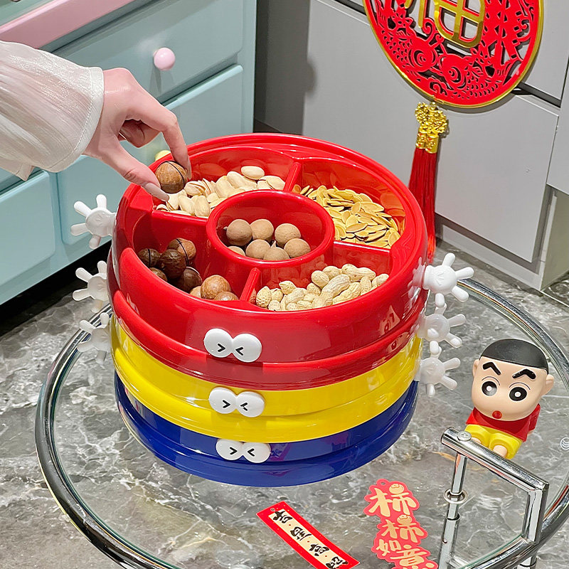 家用2026新年果盘坚果盒分格零食盘家用喜庆红色果篓结婚专用果盒,家居饰品,果盘/果篓,淘宝优惠券,粉丝福利购,淘宝优惠卷