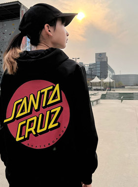 美国Santa Cruz 红点logo连帽开衫卫衣男女美式新款滑板儿童外套