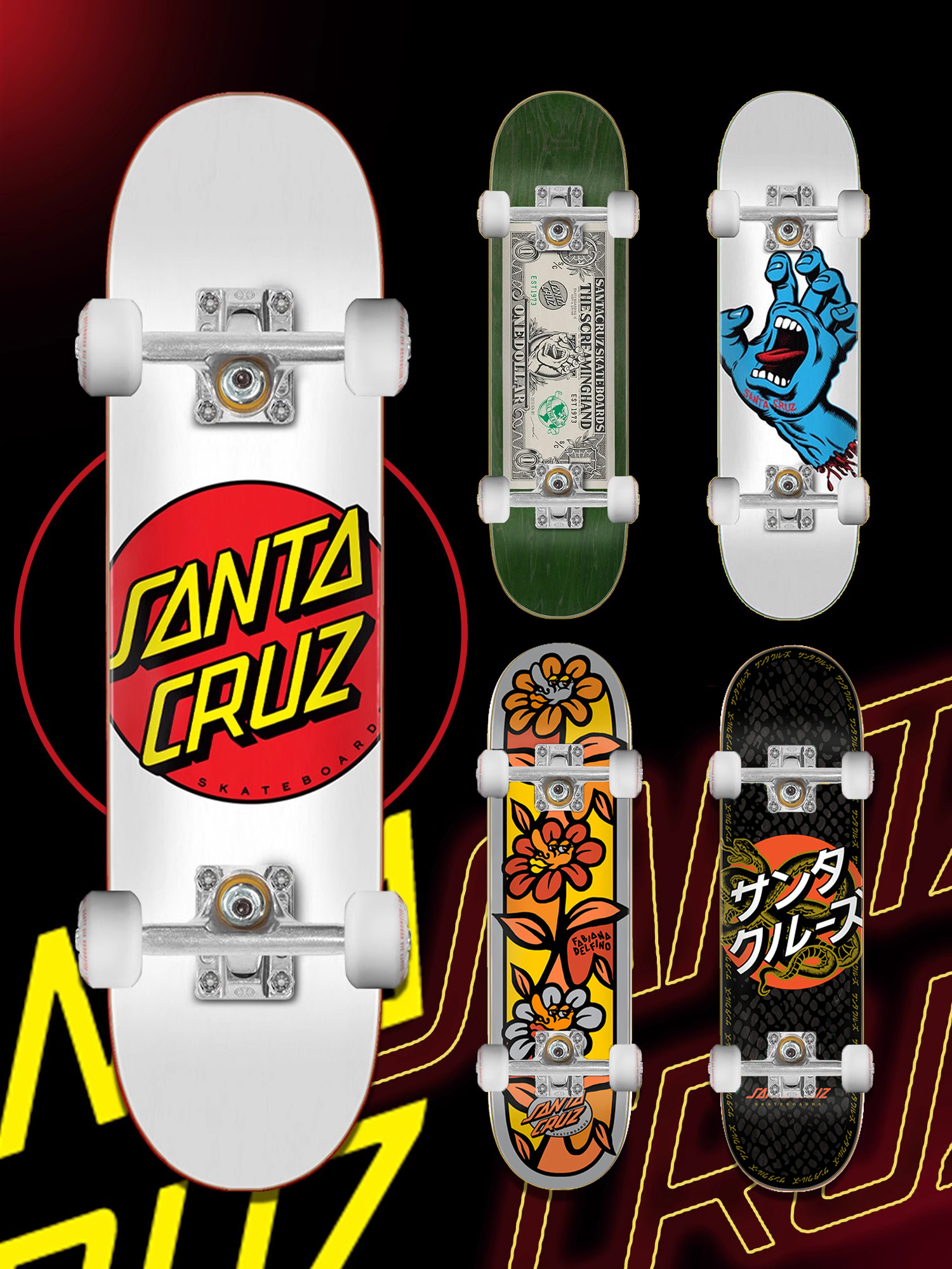 American Santa Cruz skateboard HardRock series professional imported adult children beginner boy and girl board