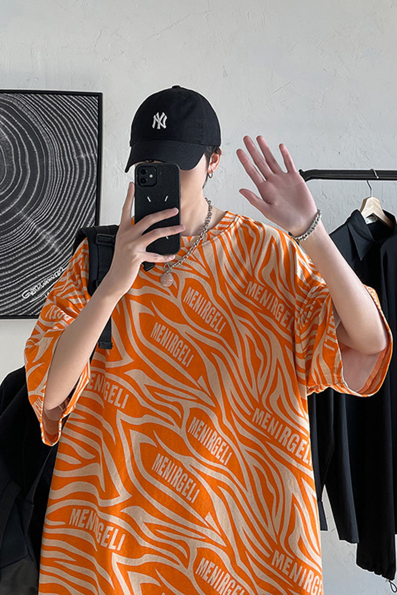 短句2021夏季斑马纹T恤男潮牌男情侣ins潮牌宽松上衣C417-T05-P30,男装T恤,电商A058-1（原电商C417）