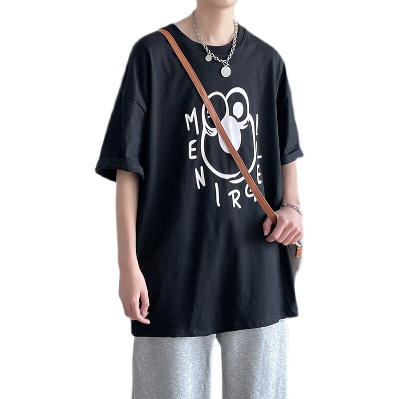 短句青蛙印花短袖t恤男女夏装情侣纯棉学生宽松上衣C417-T03-P25,男装T恤,电商A058-1（原电商C417）
