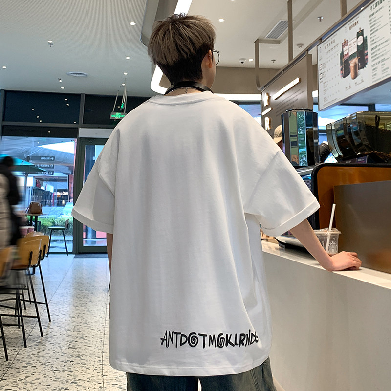 T257-P30控48240克夏季港风涂鸦字母发泡潮流短袖T恤,男装T恤,电商A058-1（原电商C417）