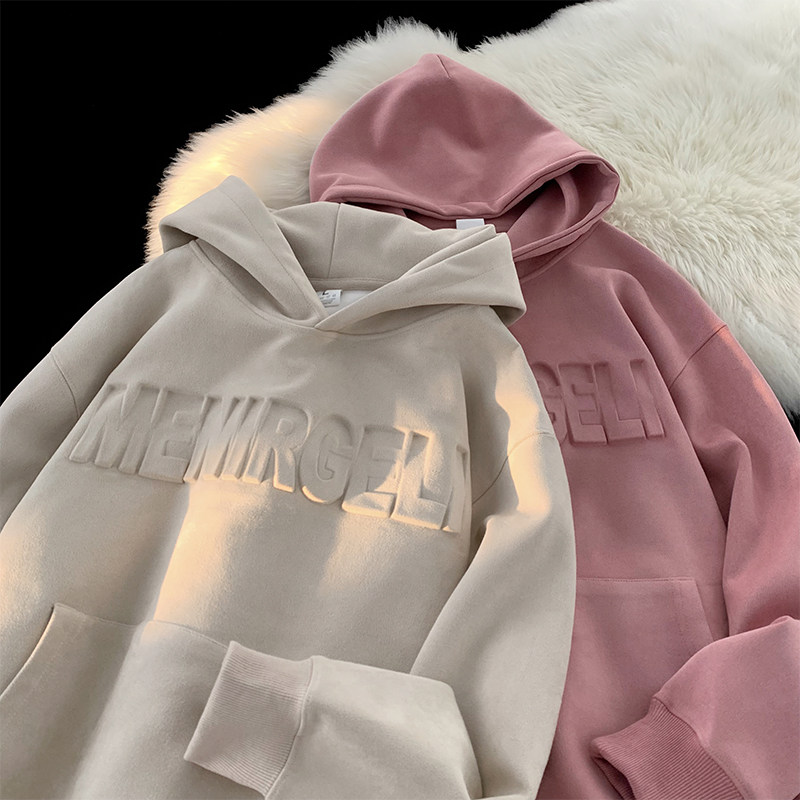 WY141-特P50控78400克抖音品秋季重磅麂皮钢印连帽卫衣外套,女装短外套,电商A058-1（原电商C417）