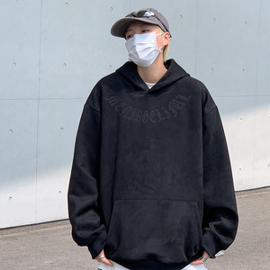 WY137-特批45控68 400克抖音品 秋季高街麂皮绒烧花连帽卫衣外套图片