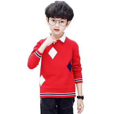 假两件秋装纯棉衬衫领学院风毛衣