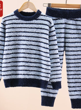 睡衣男童家居服套装冬季加厚