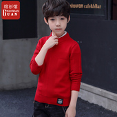 上衣中大童纯棉本命年线衫 男童毛衣春秋款 男孩红色儿童套头冬装