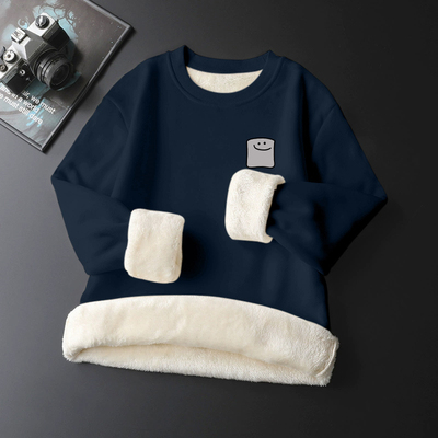 羊羔绒卫衣男女款加绒加厚秋冬港风保暖外套圆领休闲超厚情侣上衣