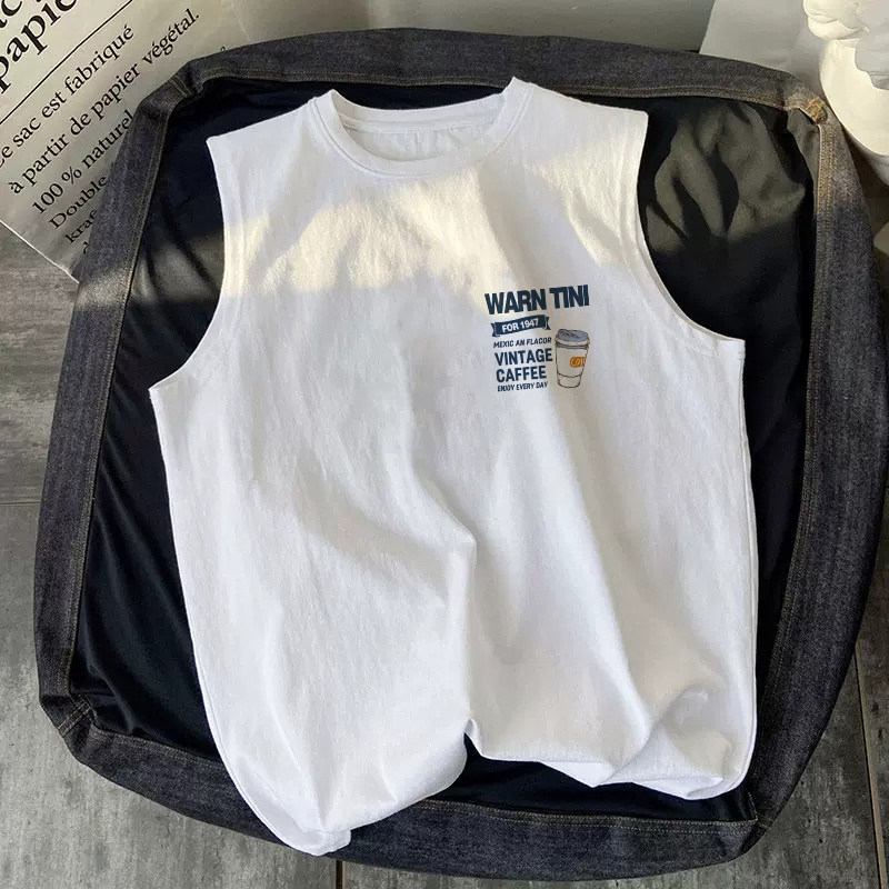 纯棉背心男生夏季ins潮牌无袖t恤休闲运动汗衫圆领坎肩上衣服情侣