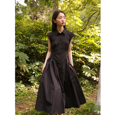 SUPERSCAPE素舶 通勤无袖后背镂空收腰凉感防透面料衬衫裙