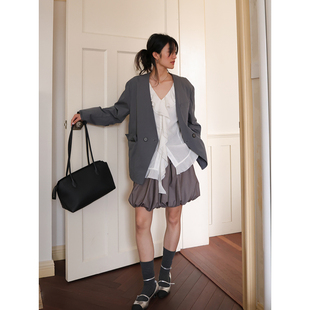 SUPERSCAPE素舶 设计感V领挺阔棉感显瘦通勤西装外套