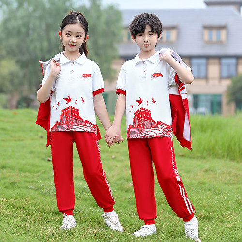中国风啦啦队演出服纯棉套装