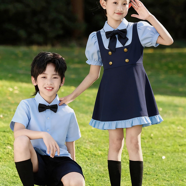 六一儿童演出服夏季幼儿园毕业照班服小学生朗诵合唱比赛表演服装 - 实物图