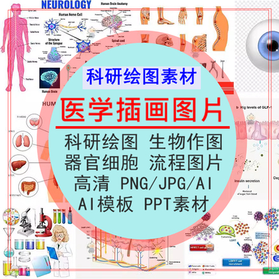 ai模板科研绘图素材ppt医学插画器官细胞流程图片png生物作图资料