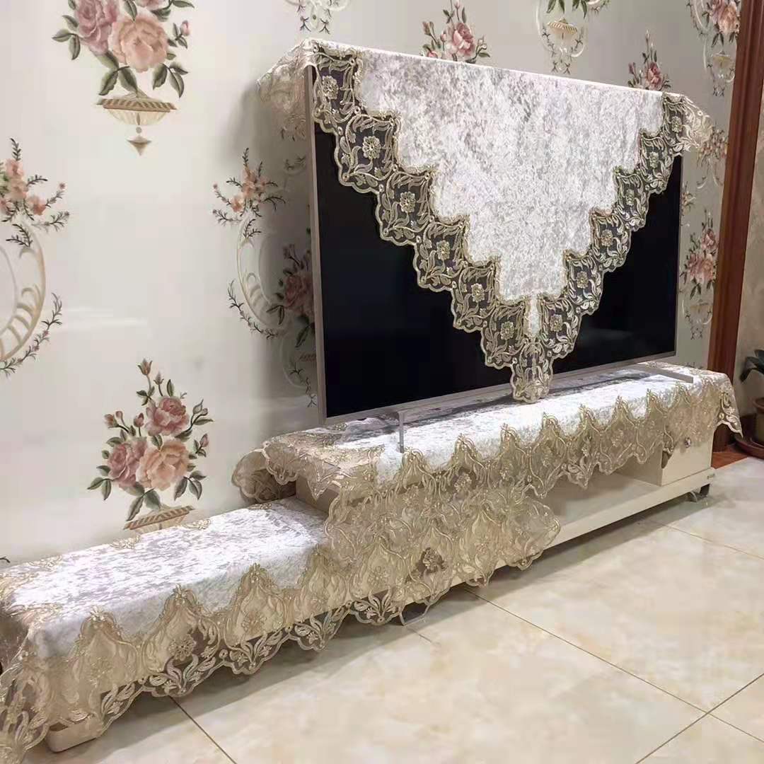 欧式电视柜蕾丝布艺长方形客厅