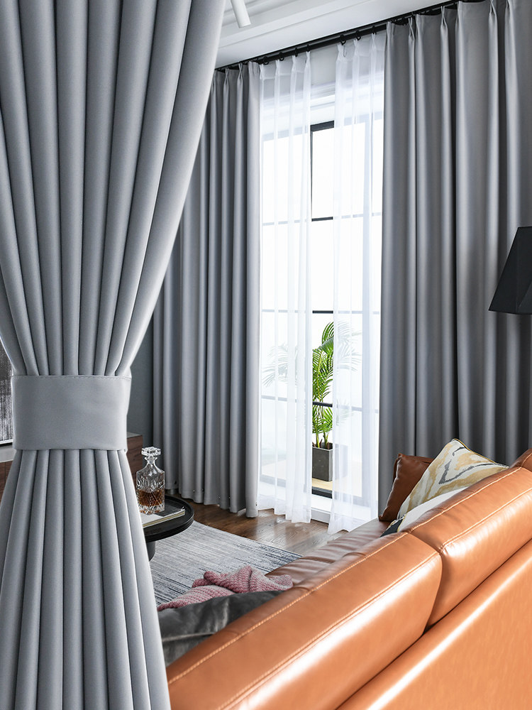 100遮光窗帘全遮光卧室遮阳布挂钩式阳台防晒隔热家用不透光新款c