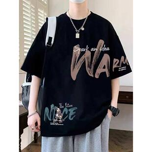 纯棉重磅潮牌加肥加大学生宽松半袖 300斤大码 新款 t恤男士 上衣 短袖