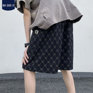 胖子五分裤 夏季 子港风高街大码 男潮牌百搭裤 满印抗皱速干休闲短裤