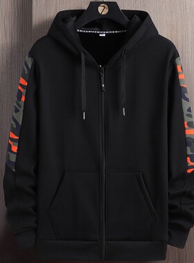 特大加绒连帽卫衣男士春秋冬季宽松加肥加大码休闲8XL开衫外套男