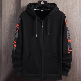 休闲8XL开衫 宽松加肥加大码 外套男 春秋冬季 特大加绒连帽卫衣男士