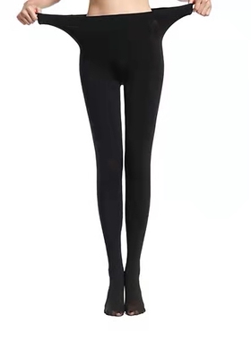 一体单层大码黑色打底裤秋冬胖mm高腰不掉档弹力大光腿神器连袜裤