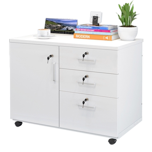 带锁文件柜资料柜办公室置物柜桌下收纳柜储物柜子木质抽屉式矮柜