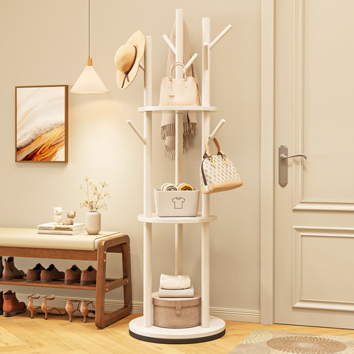 旋转衣帽架落地卧室客厅家用转角玄关入户实木简易立式床头挂衣架