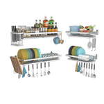 304不锈钢厨房壁挂免打孔水槽置物架水池上方碗碟收纳架沥水架子