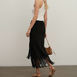 半身裙女26年新款 MSL重工流苏半裙拉夫同款 显瘦显高百搭修身