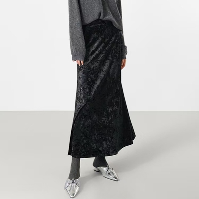 钻石丝绒气质显瘦半身鱼尾裙复古