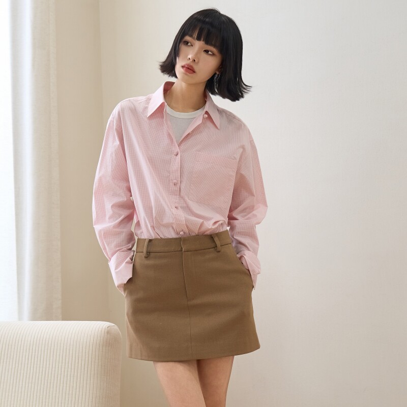 MSL优质羊毛面料B败显瘦H型高腰半身裙B入西装时髦感百搭新款短裙