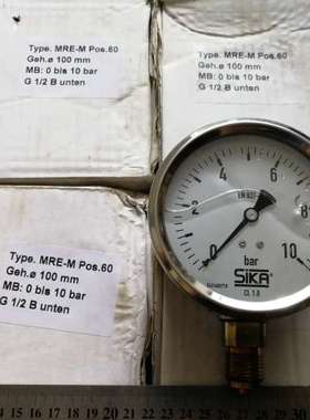德国 SIKA 抗震压力表 MRE-M POS.60 0-10BAR， DIA 100， 1/2\