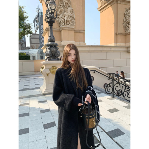 长款宽松时尚通勤毛呢外套女秋冬
