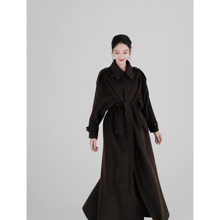 秋季流行风格毛呢外套经典廓形高级感长款双面羊绒大衣女2025新款