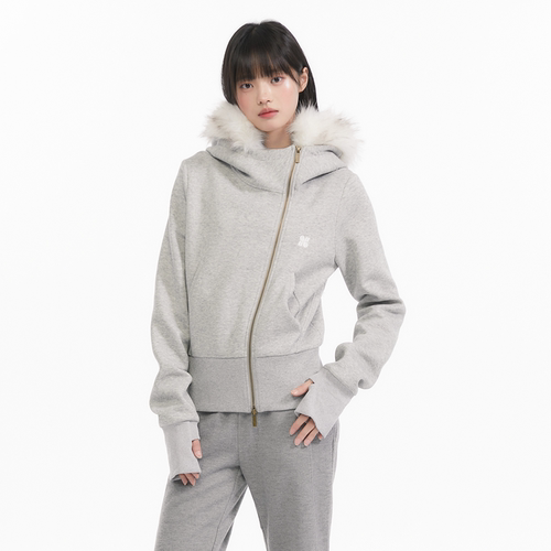 Pinkers联名款韩系毛绒绒连帽开衫外套女秋冬宽松休闲百搭上衣女