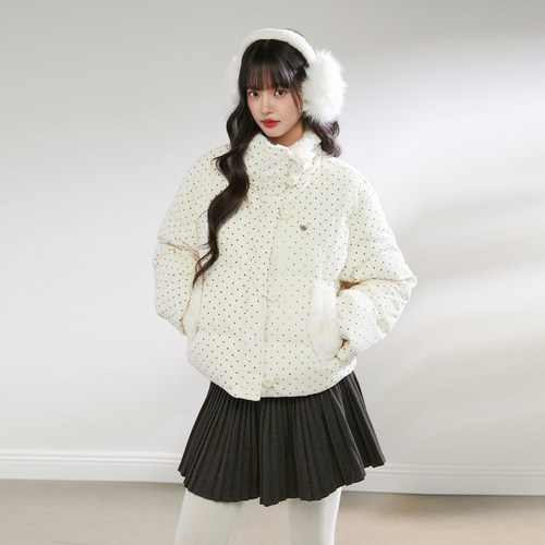 波点羽绒服女冬季立领