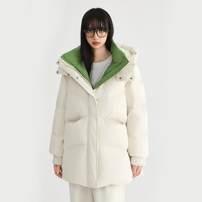 冬款减龄撞色羽绒服外套