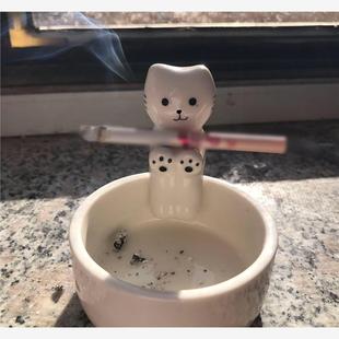 卡通情侣小猫烤手新款可爱家居饰品摆件送男友生日烟灰缸2025